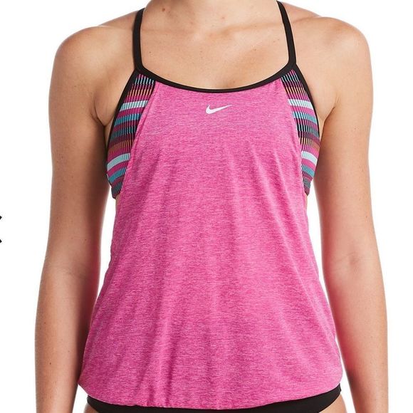 Nike Textured Stripe Layered Tankini Top - Picture 1 of 4